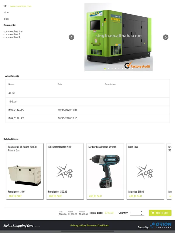 Capturas de tela do Sirius Shopping Web Portal iPad 