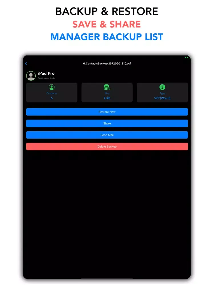تصاویر My Contacts - Backup & Restore iPad 