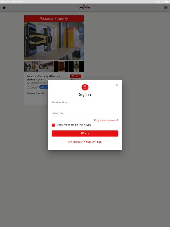 Oronoco Online Auctions iPad  سکرین شاٹس