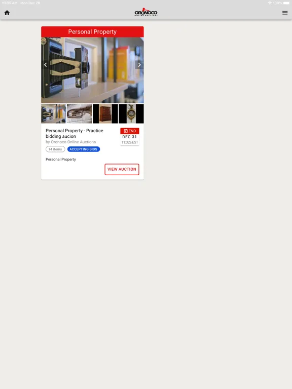 Oronoco Online Auctions iPad  سکرین شاٹس