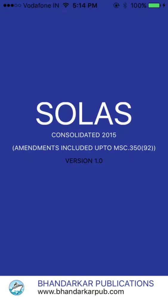 Ảnh chụp màn hình của SOLAS Consolidated 2016