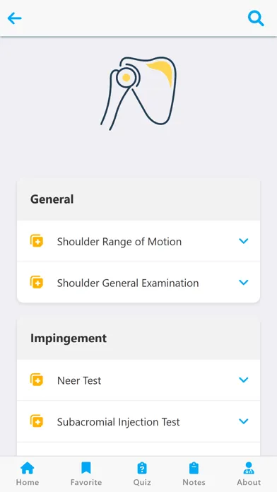 Zrzuty ekranu Orthopedic Examination