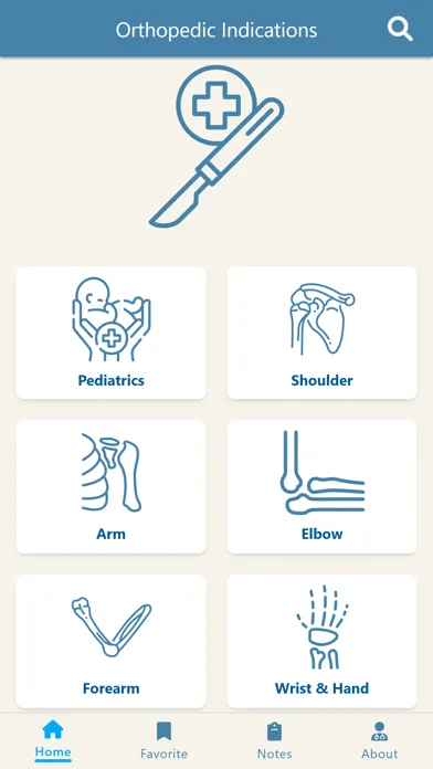 Capturas de tela do Orthopedic Indications