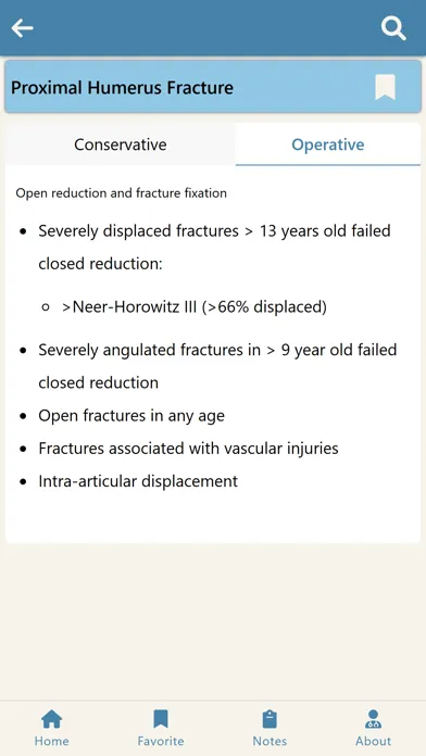 Capturas de tela do Orthopedic Indications