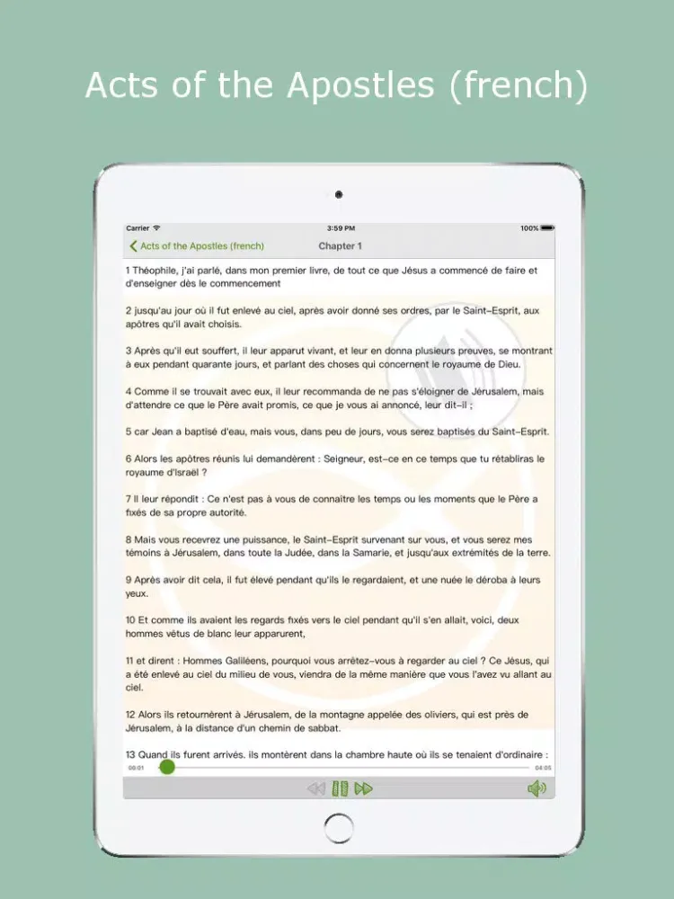 Zrzuty ekranu Listen Acts of the Apostles : Listen Jesus's life, from the new testament and the holy bible iPad 