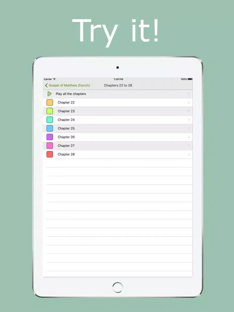 Listen Matthew Gospel in french : Listen Jesus's life with the Saint Matthew's Gospel, from the new testament and the holy bible iPad 應用截圖