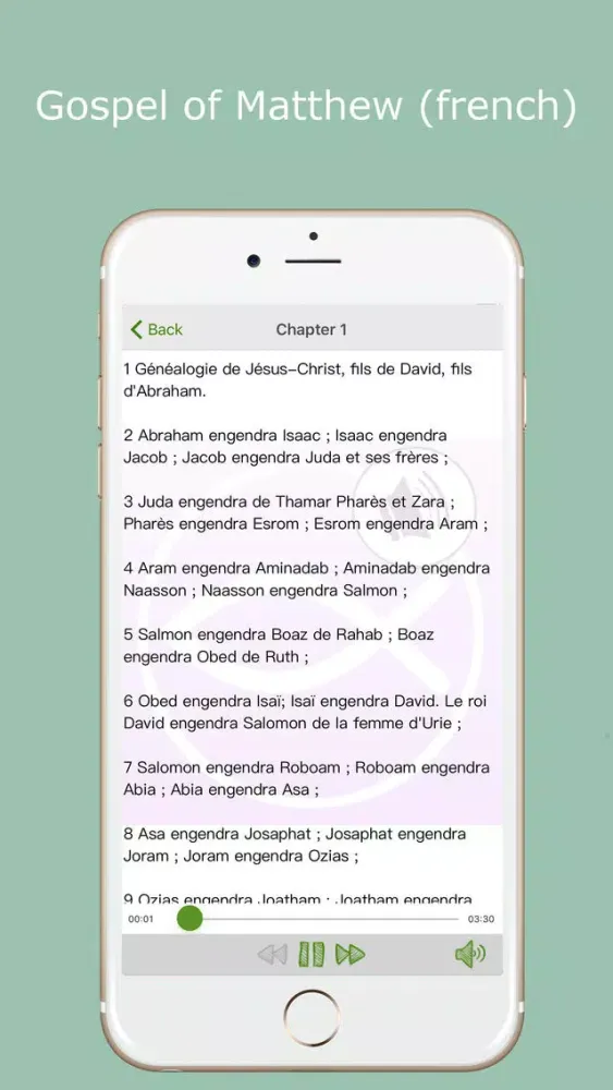 Listen Matthew Gospel in french : Listen Jesus's life with the Saint Matthew's Gospel, from the new testament and the holy bible應用截圖