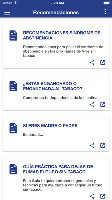 Capturas de tela do Vive sin tabaco