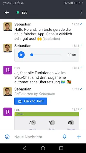 Tangkapan skrin fairchat