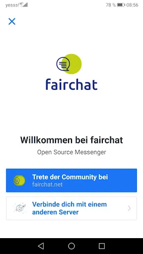 Tangkapan skrin fairchat