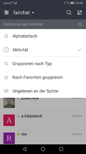 Tangkapan skrin fairchat