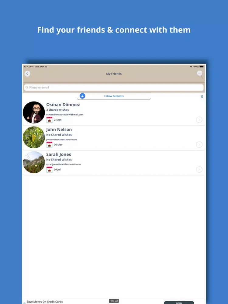 Screenshot di SocialWish iPad 