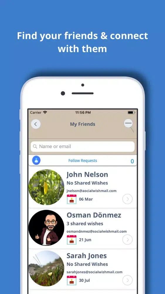 Screenshot di SocialWish