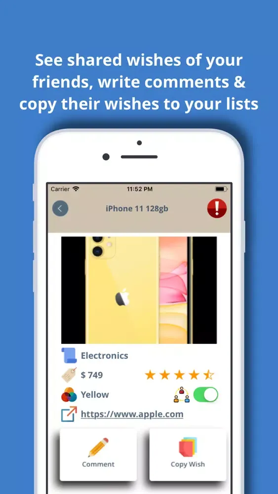 Screenshot di SocialWish