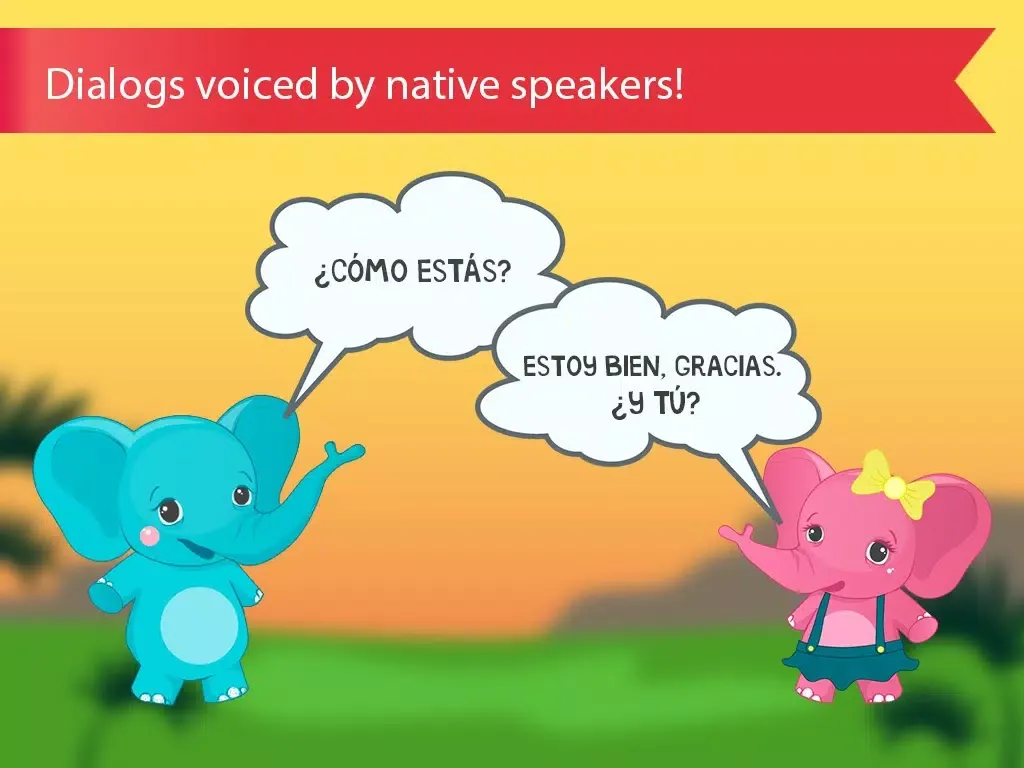 Spanish for kids with Benny. Learning Spanish language by flashcards: colors and numbers, greetings and family, food and fruits, animals and remember the pronunciation of words FREE iPad  স্ক্রিনশট