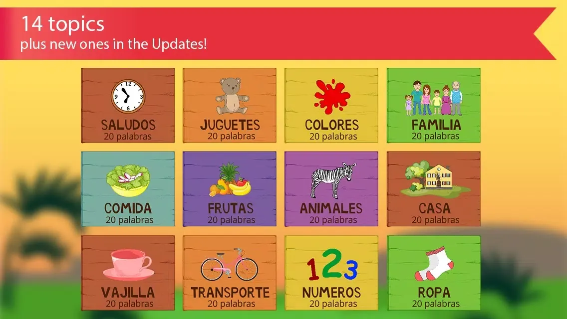 Spanish for kids with Benny. Learning Spanish language by flashcards: colors and numbers, greetings and family, food and fruits, animals and remember the pronunciation of words FREE স্ক্রিনশট