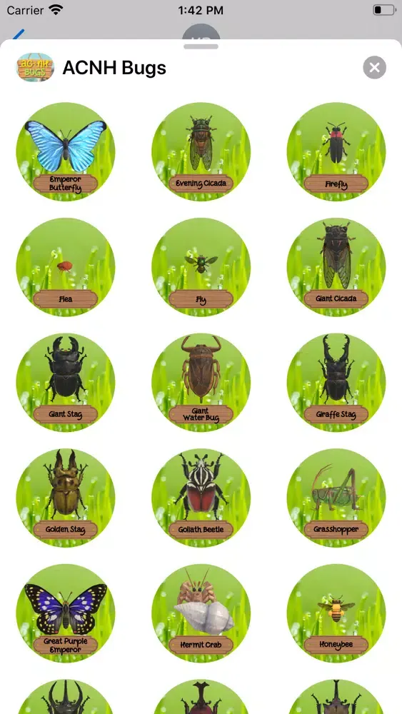 Ảnh chụp màn hình của Bugs - For ACNH