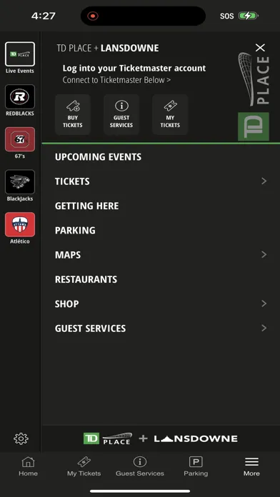 Capturas de tela do TD Place + Lansdowne App