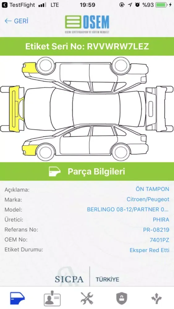 OSEM PARÇA TAKİP SİSTEMİ 스크린샷