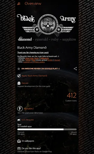 Black Army Diamond - Icon Pack Ekran Görüntüleri