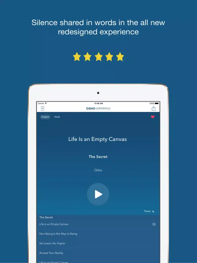 Tangkapan skrin Osho Radio iPad 