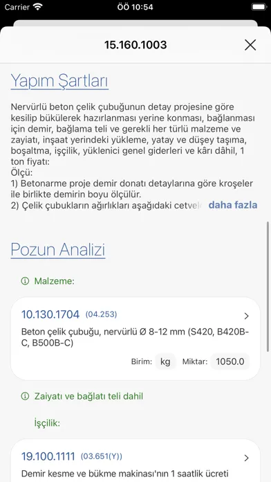 Tangkapan skrin Birim Fiyat - 2023