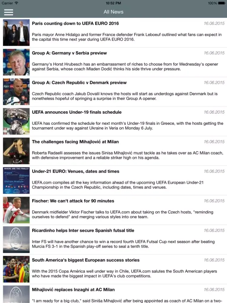 Ảnh chụp màn hình của GreatApp - "for UEFA News" iPad 