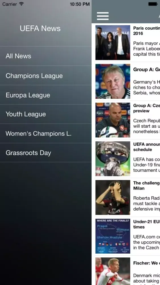 Ảnh chụp màn hình của GreatApp - "for UEFA News"