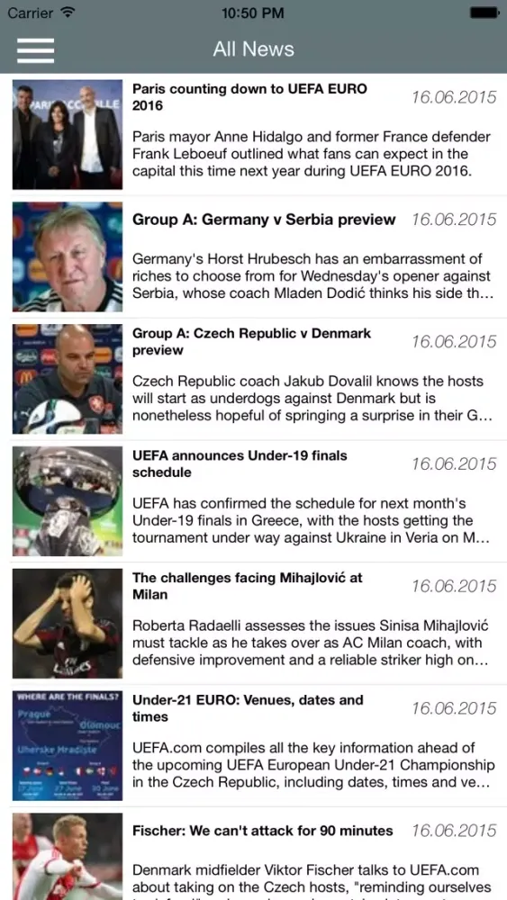 Ảnh chụp màn hình của GreatApp - "for UEFA News"