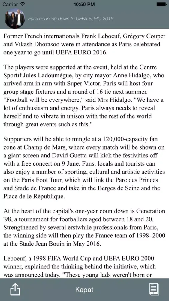 Ảnh chụp màn hình của GreatApp - "for UEFA News"