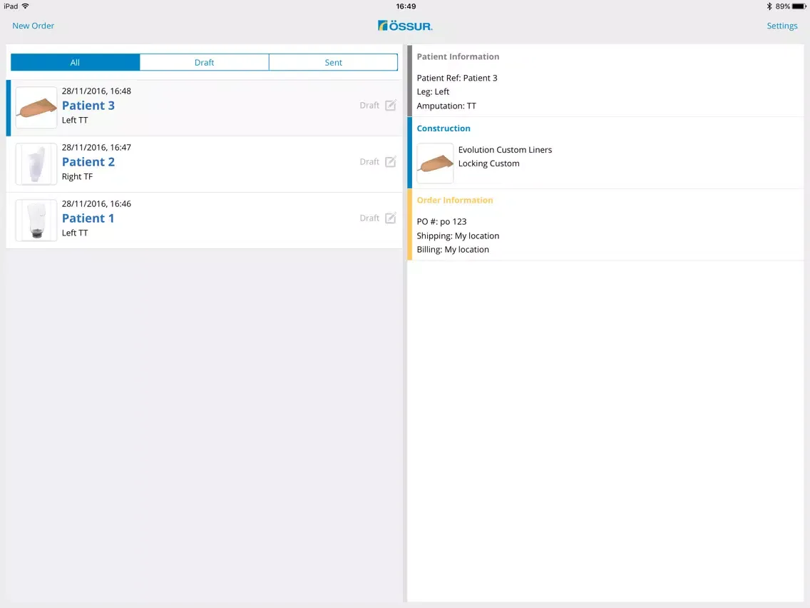 Screenshot di Össur Custom Solutions iPad 