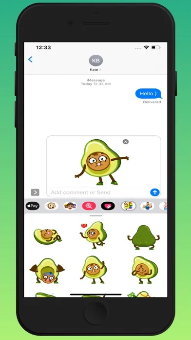 Zrzuty ekranu Funny Avocado Animated Sticker
