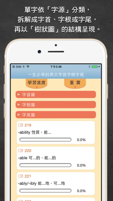 一生必學的英文字首字根字尾，繁體中文版 스크린샷
