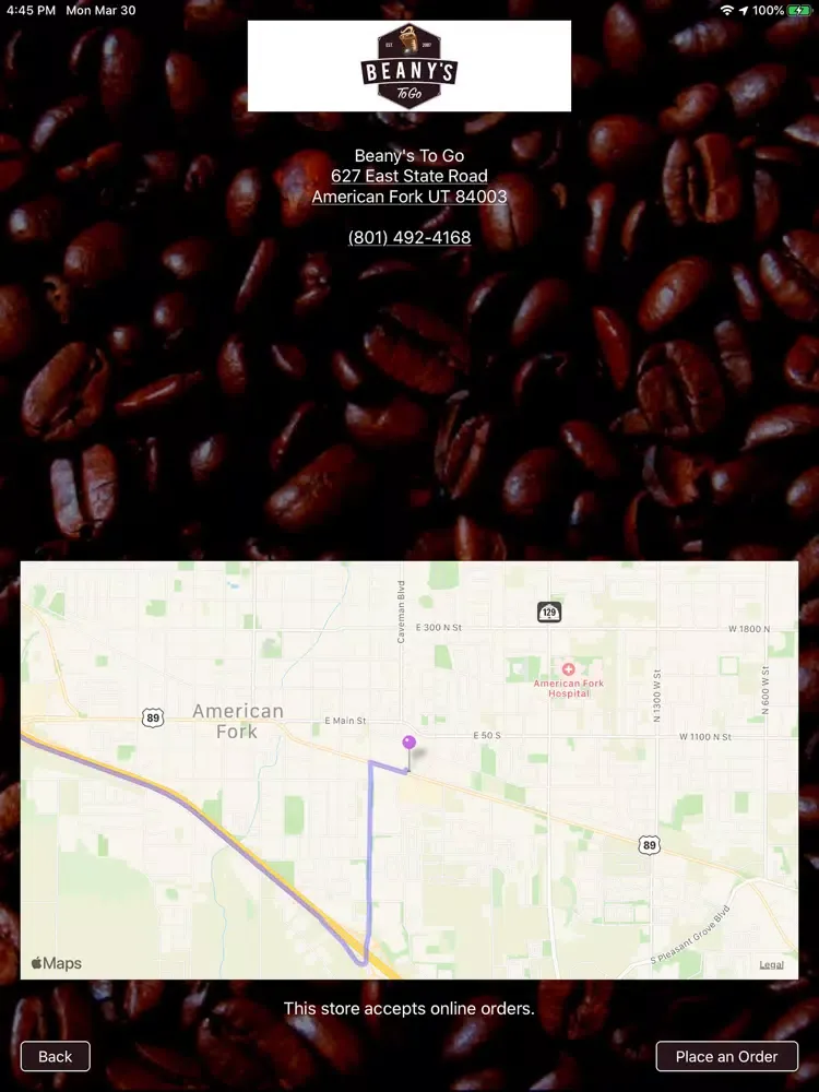 Beany's To Go iPad  Screenshots