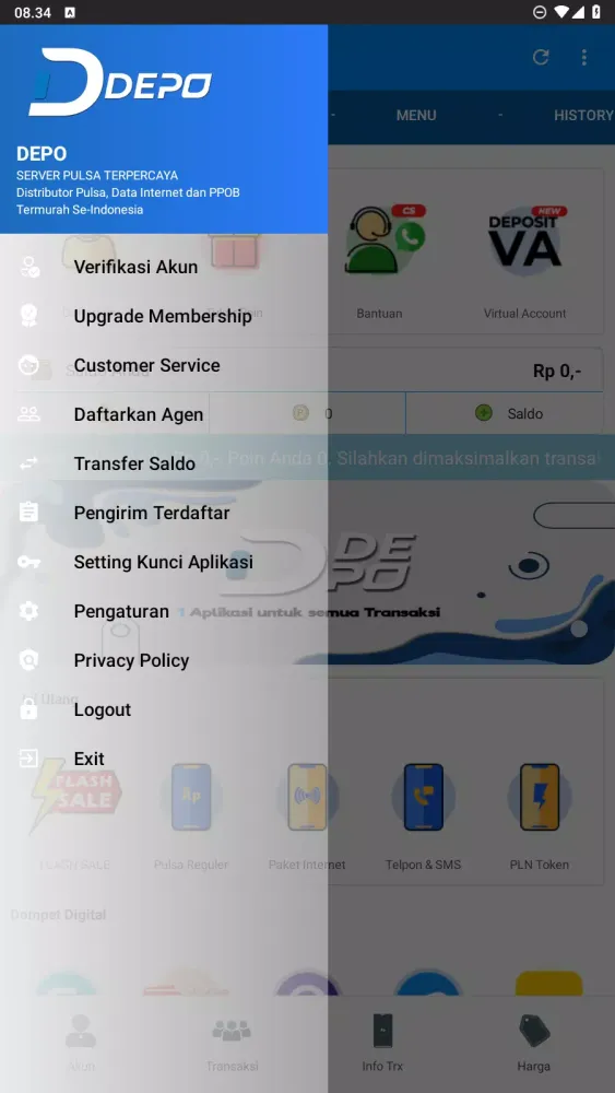 Tangkapan layar DEPO