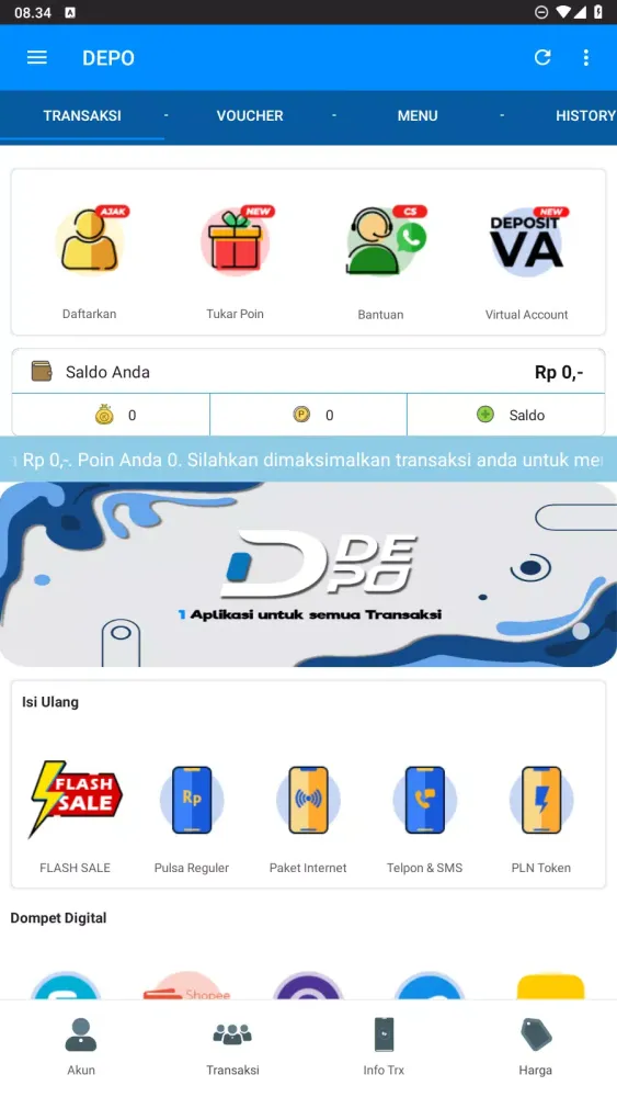 Tangkapan layar DEPO
