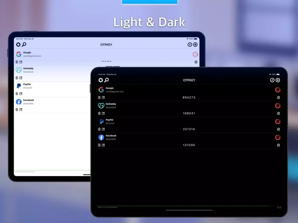 OTPKEY Authenticator iPad  Screenshots