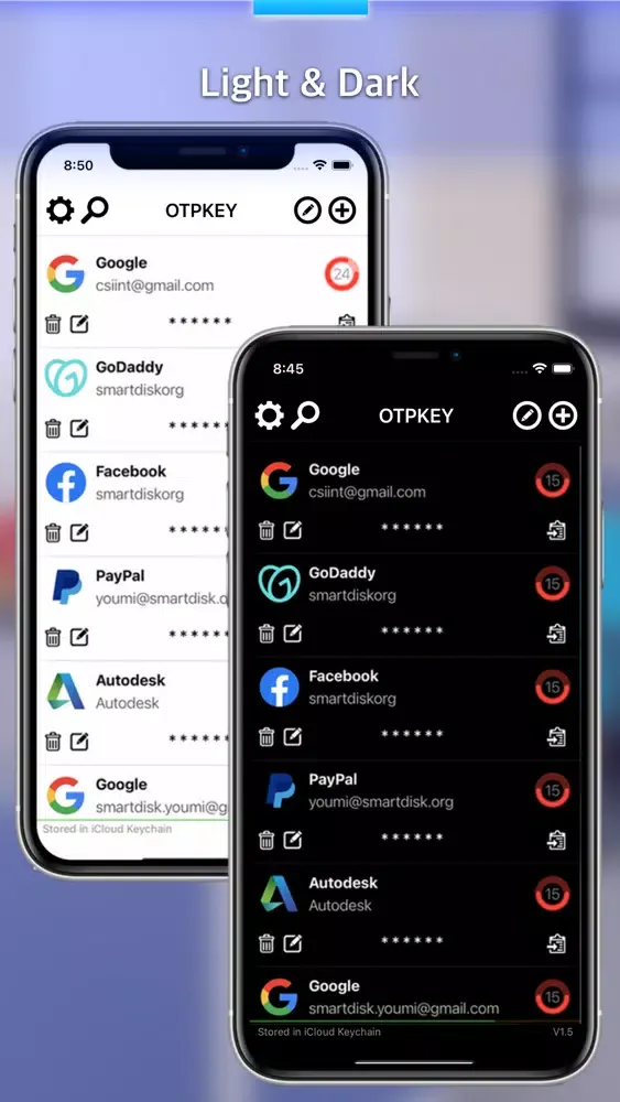 OTPKEY Authenticator Screenshots