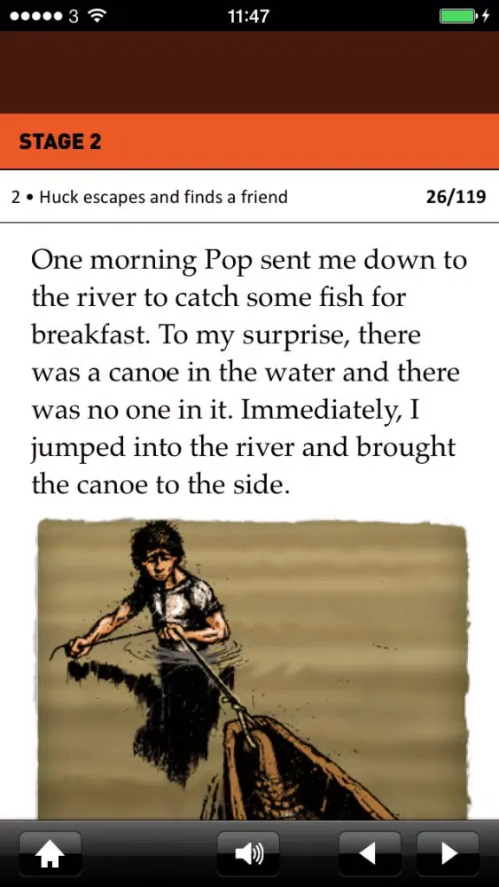 Tangkapan layar Huckleberry Finn: Oxford Bookworms Stage 2 Reader (for iPhone)