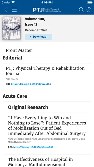 Captures d'écran de Physical Therapy Journal