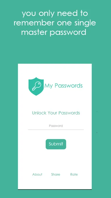 Capturas de tela do My Passwords Box