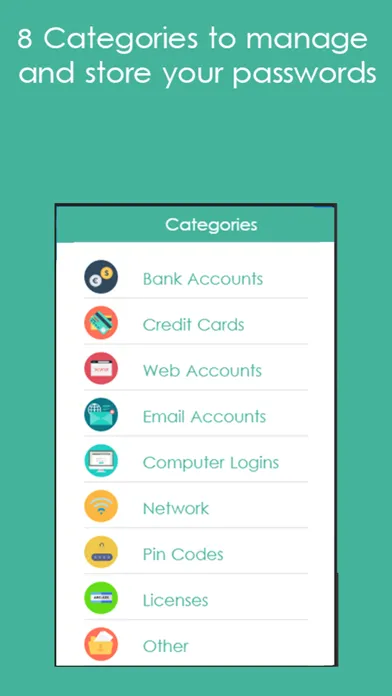 Capturas de tela do My Passwords Box