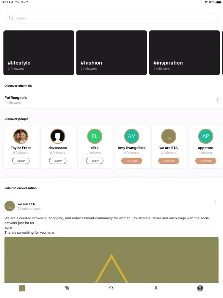 Скриншоты we.are.eta community iPad 