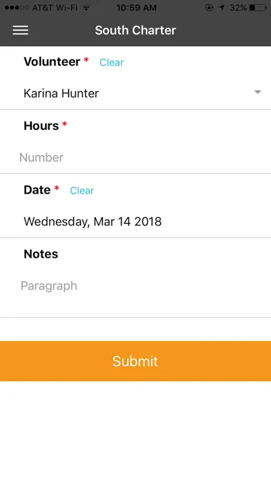 Volunteer Time Tracking應用截圖