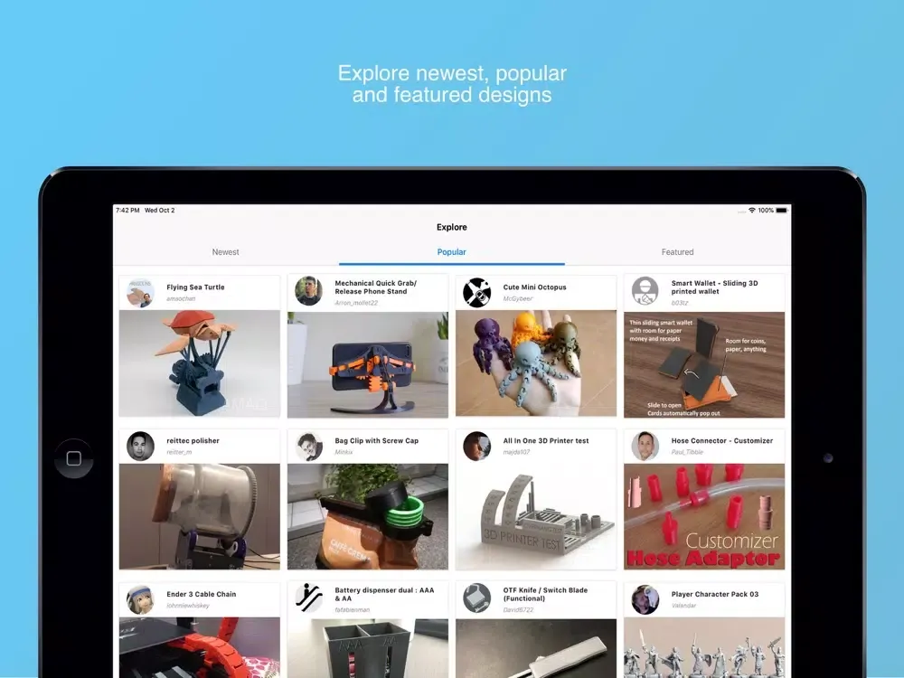 Tangkapan layar ThingExplorer iPad 