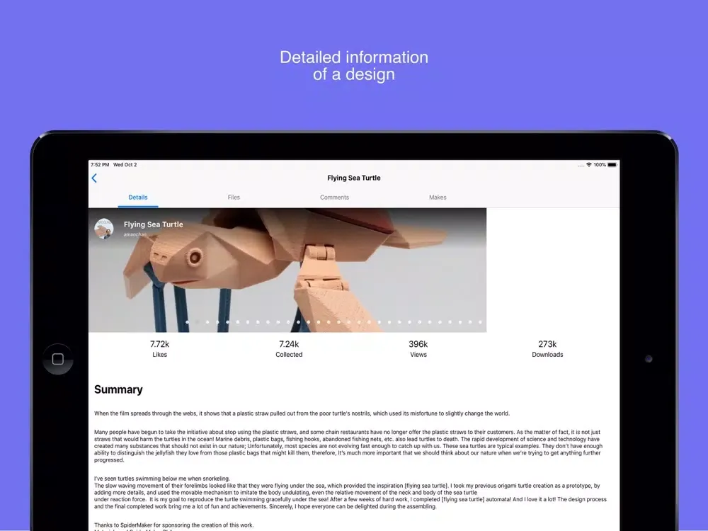 Tangkapan layar ThingExplorer iPad 