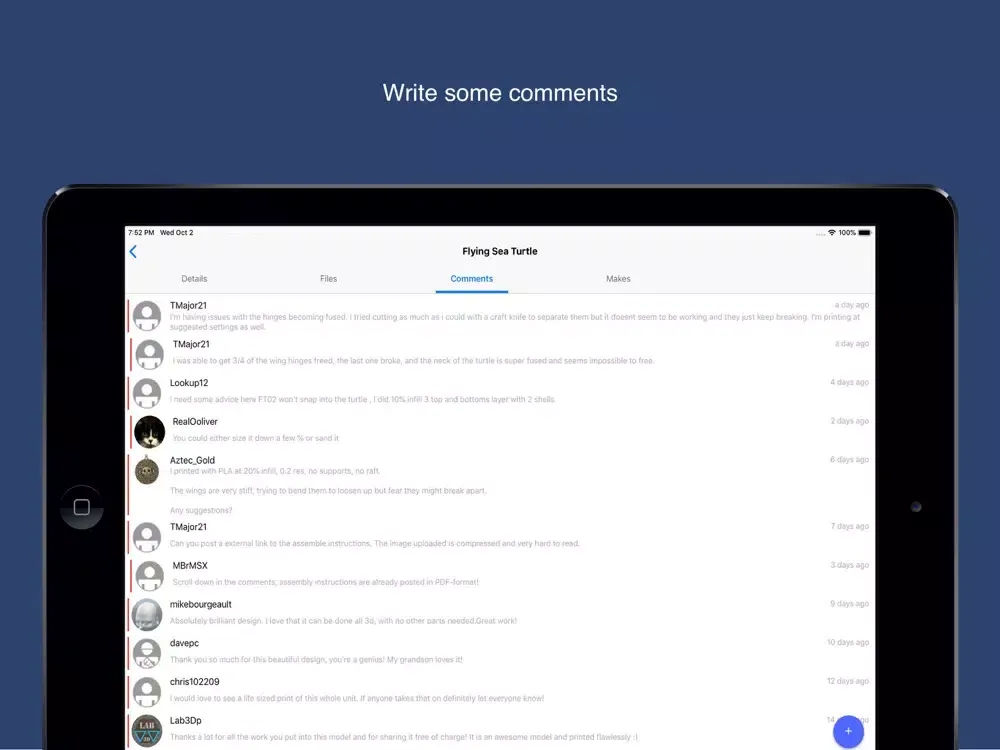 Tangkapan layar ThingExplorer iPad 