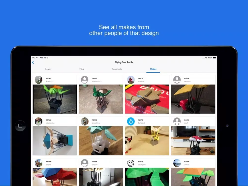 Tangkapan layar ThingExplorer iPad 