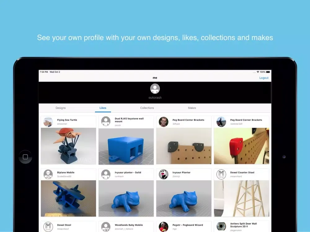 Tangkapan layar ThingExplorer iPad 