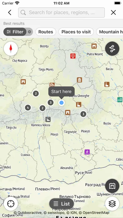 Tangkapan skrin Romania Outdoor Travel Guide